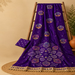Gajji Silk Bandhej Mirror Work Saree
